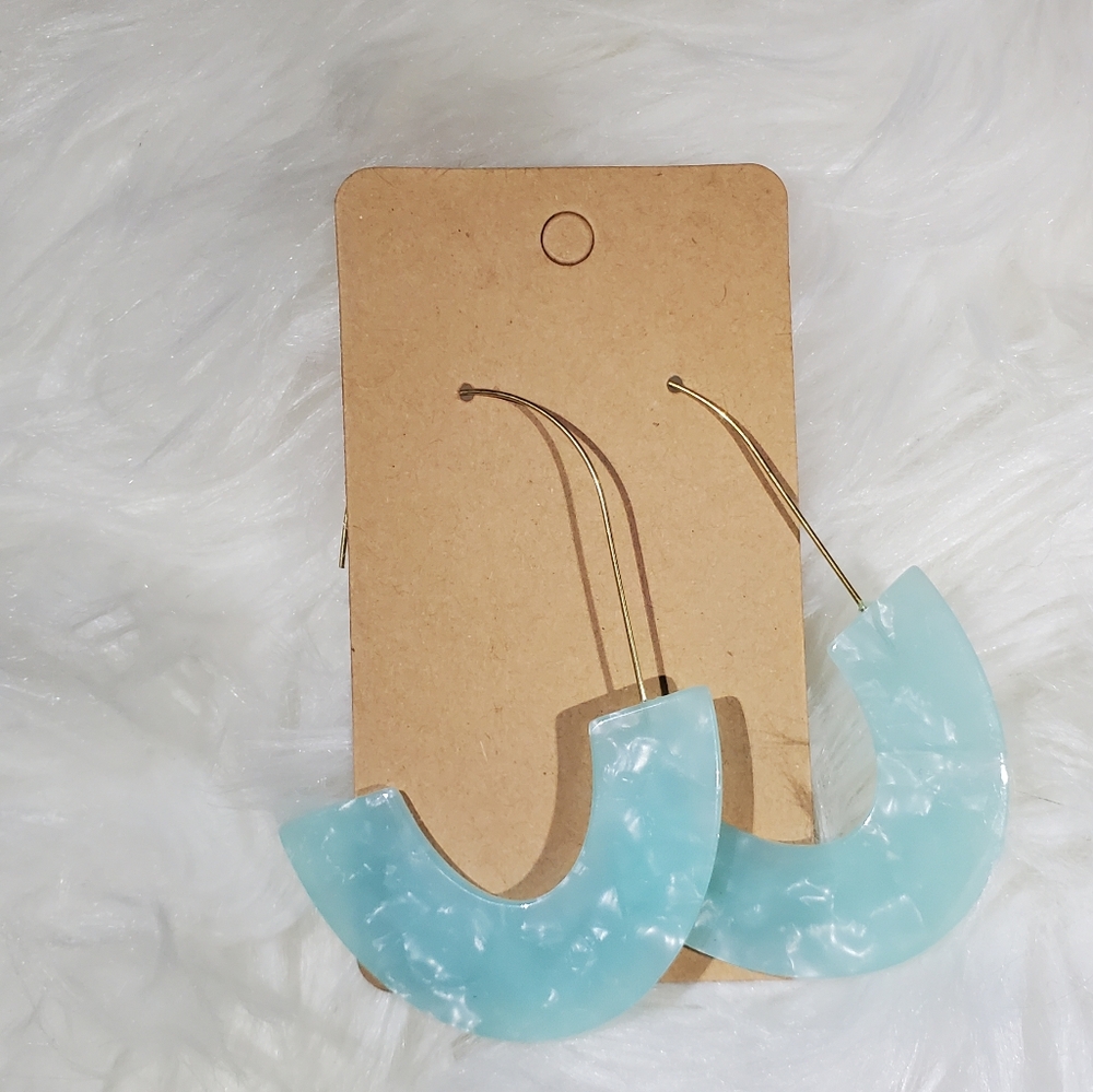 Sky Blue Half Hoop Acrylic Earrings